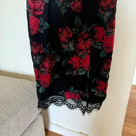 Lovers + Friends Black Hymn Rose Lace Slip Dress Size XS - Picture 2 of 9